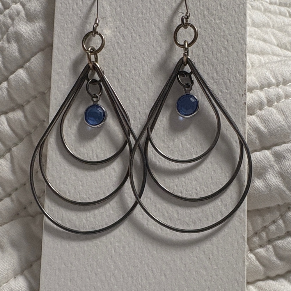Chic Silver and Blue Drop Earrings